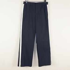 Zara Wide Leg Navy Blue Side Striped Trouser Tracker Pants Womens Sz S